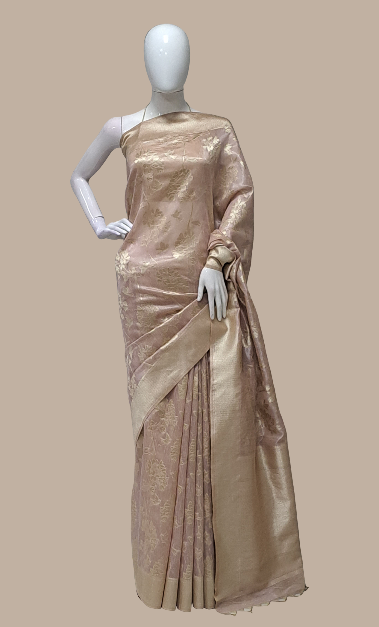 Dusty Mink Woven Silk Sari