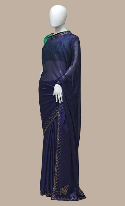 Navy Embroidered Sari