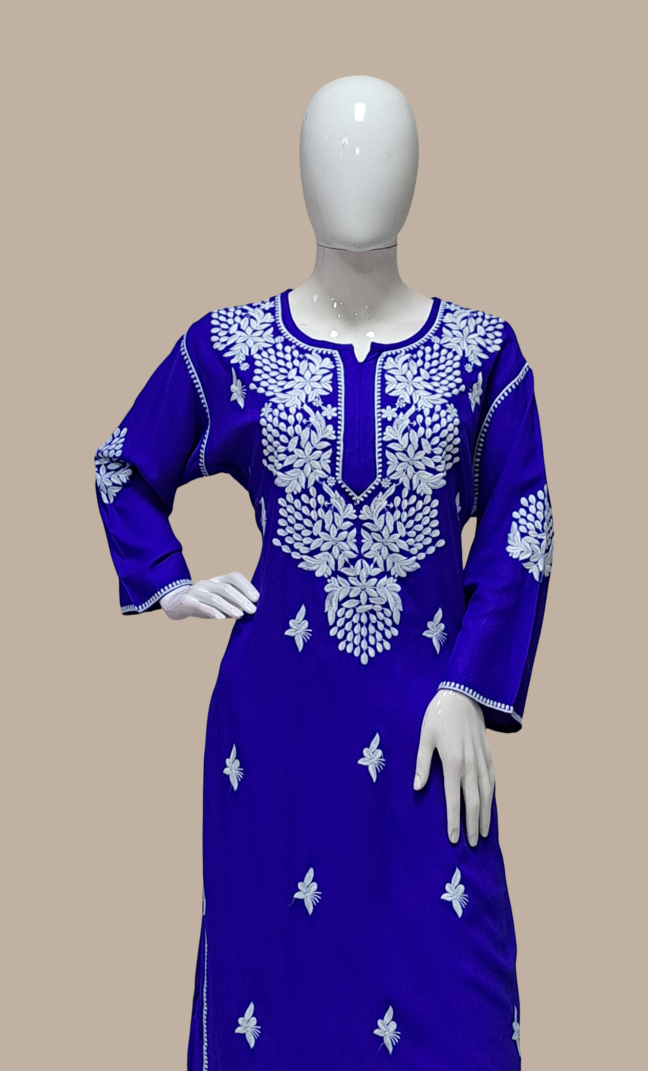 Royal Blue Embroidered Kurti Top & Pants