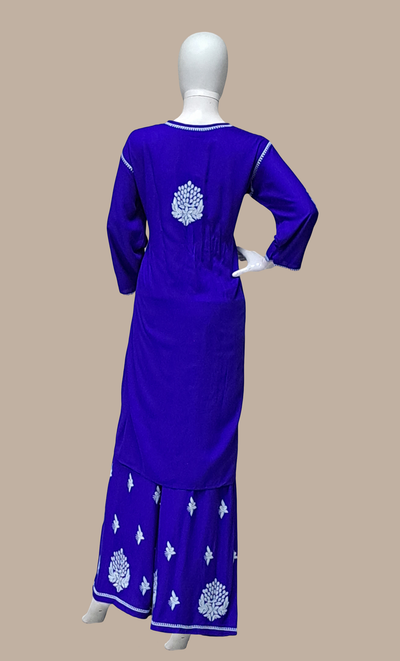 Royal Blue Embroidered Kurti Top & Pants