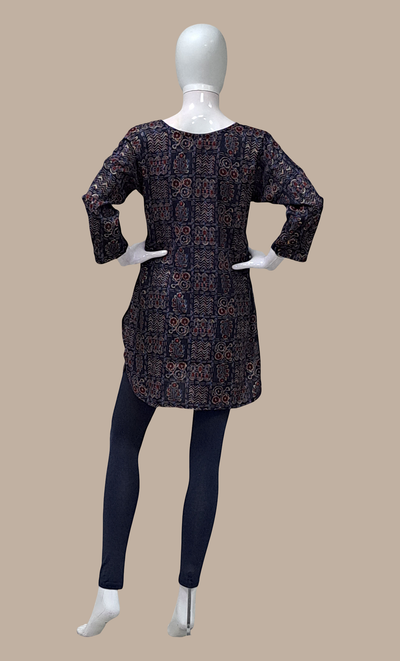 Navy Printed Kurti Top