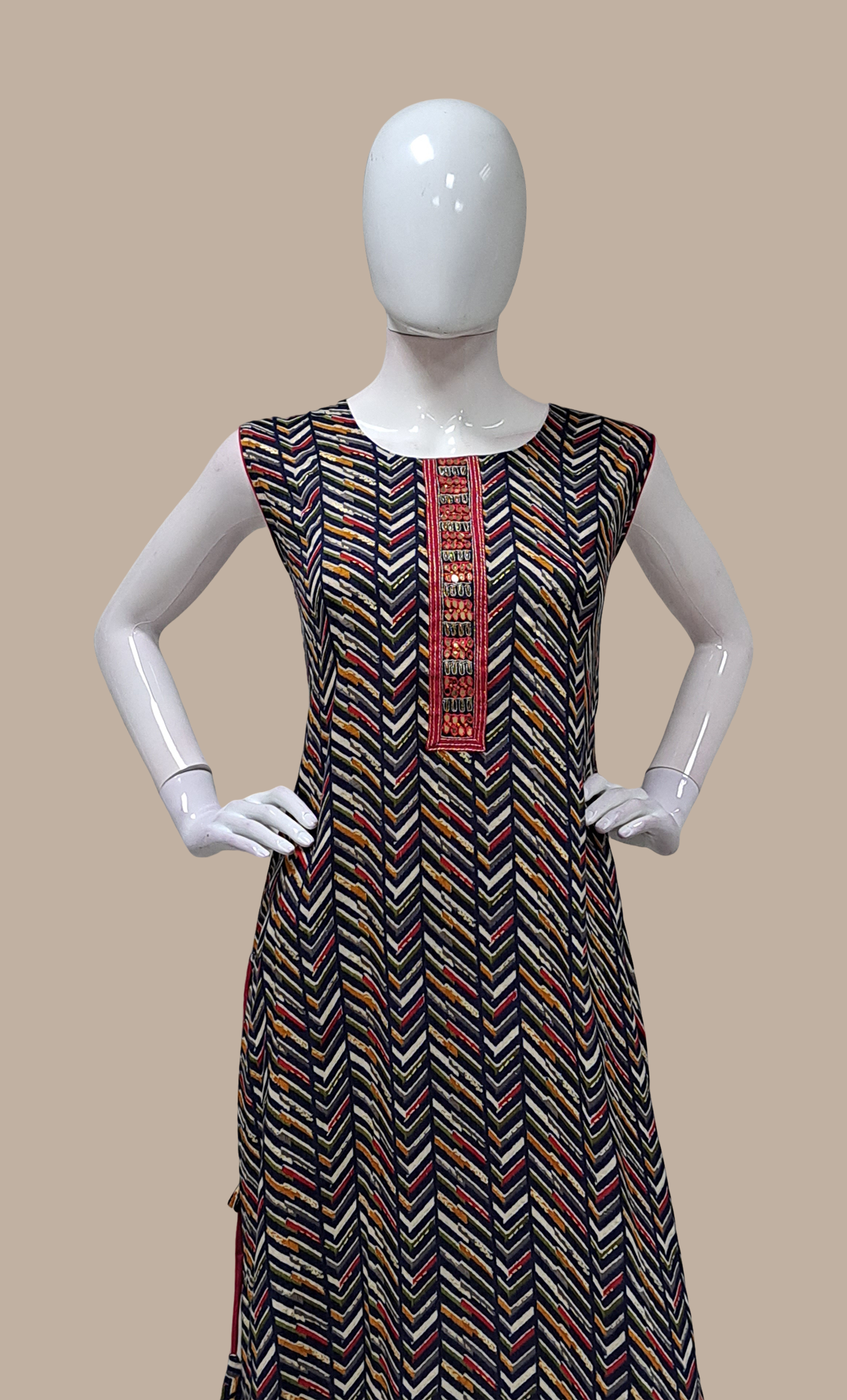 Navy Embroidered Kurti Top