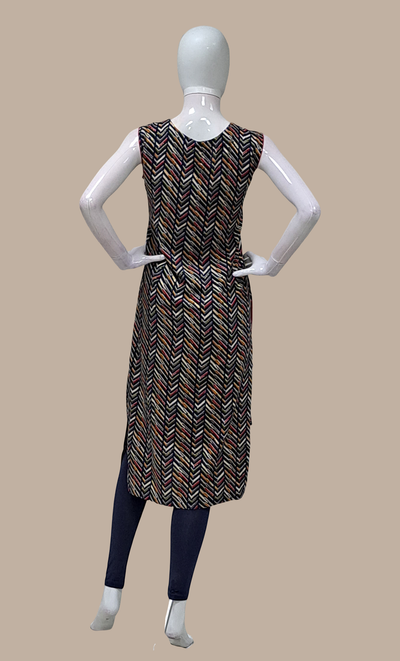 Navy Embroidered Kurti Top