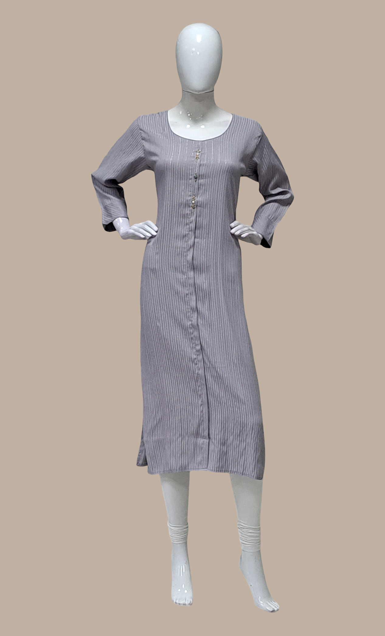 Grey Embroidered Kurti Top