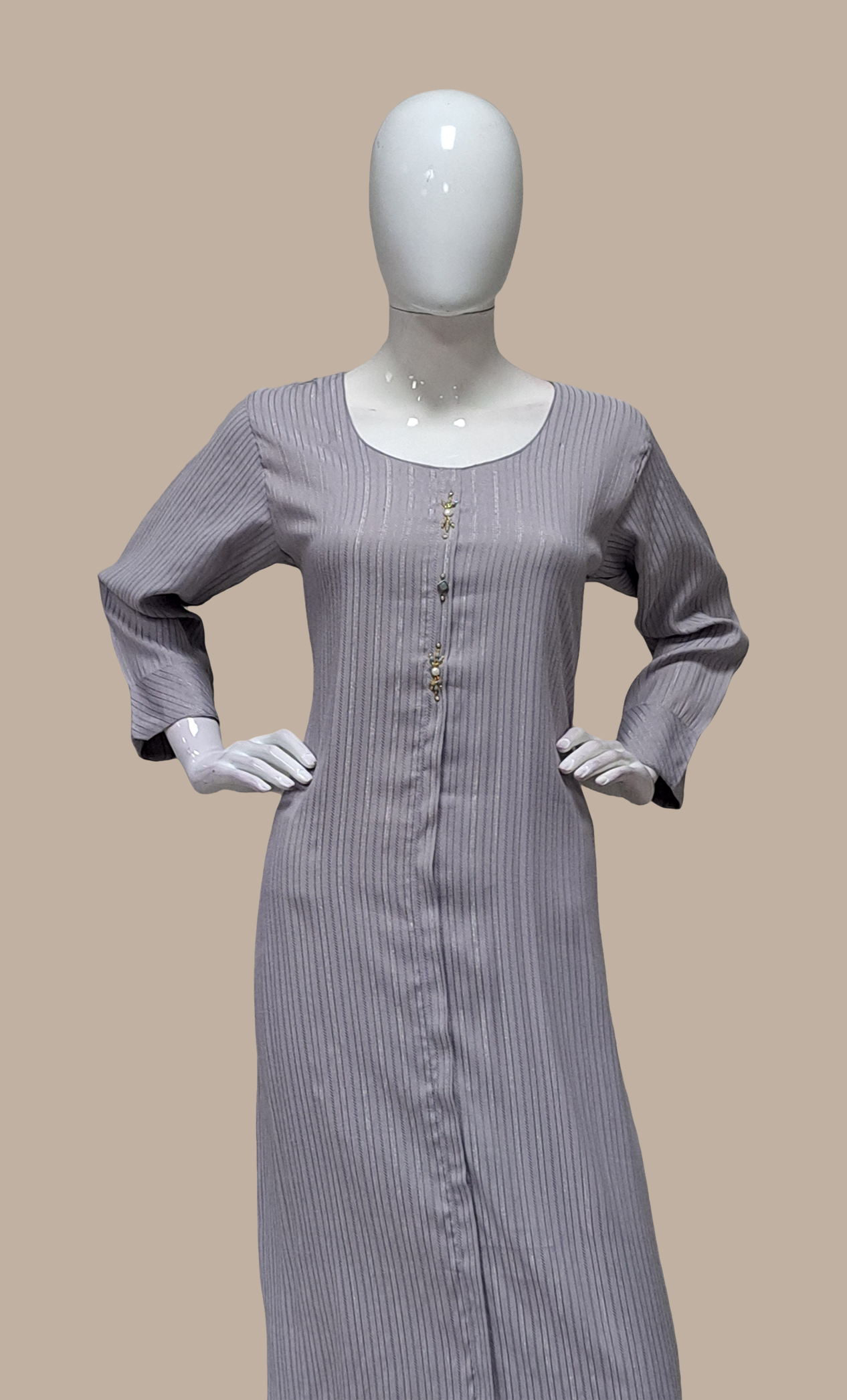 Grey Embroidered Kurti Top