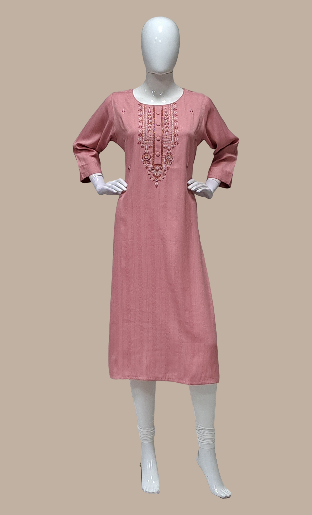 Deep Mink Embroidered Kurti Top