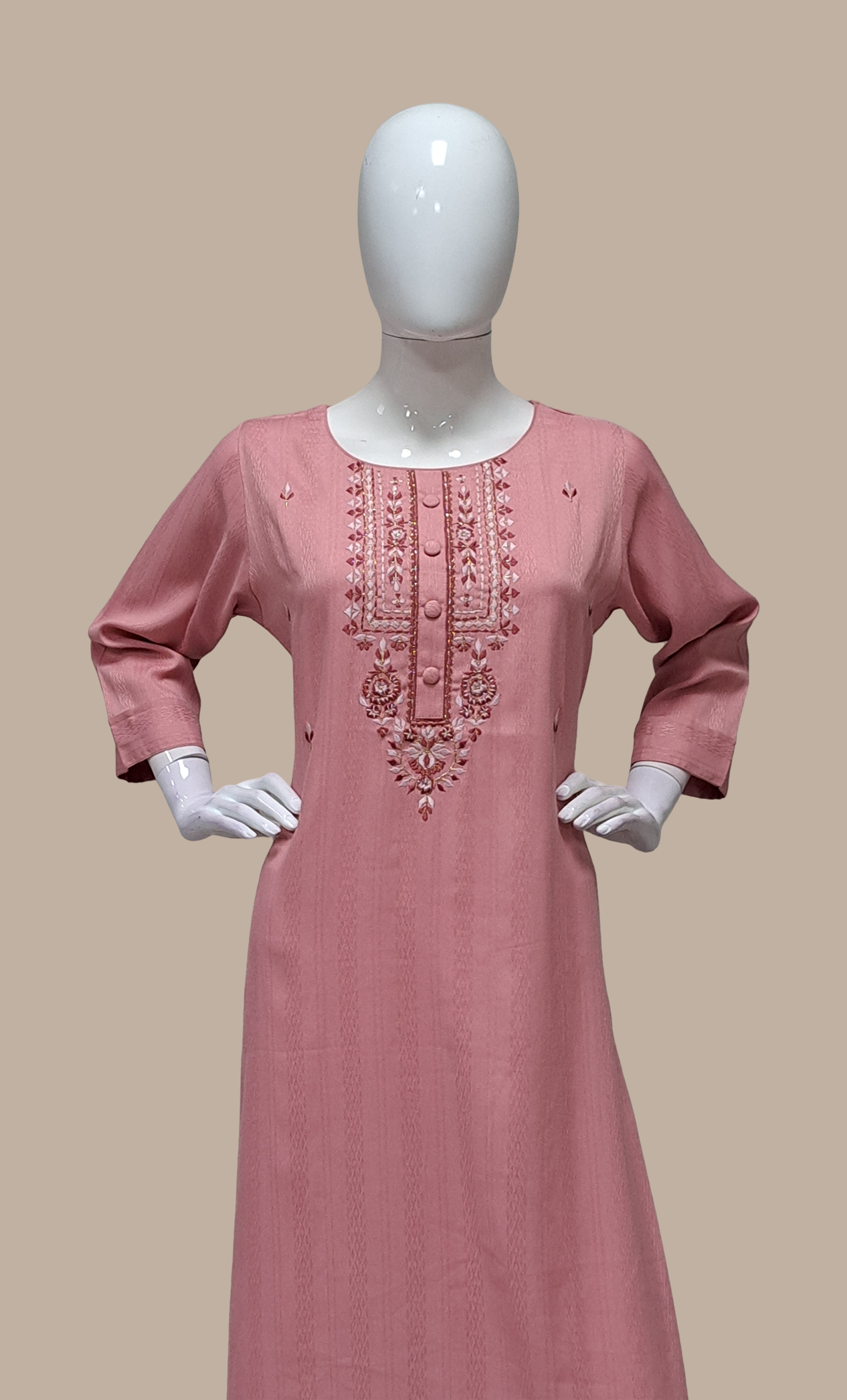 Deep Mink Embroidered Kurti Top