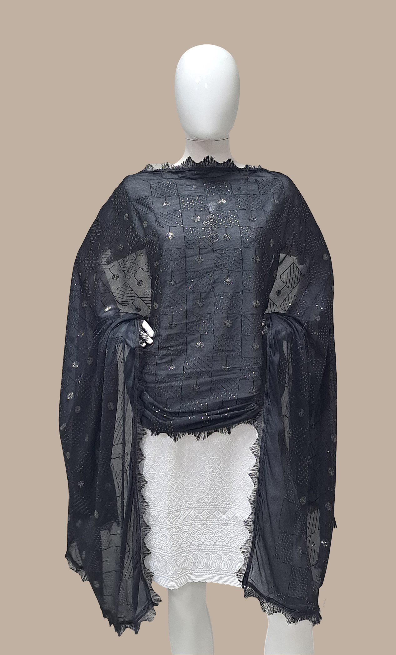 Black Embroidered Dupatta