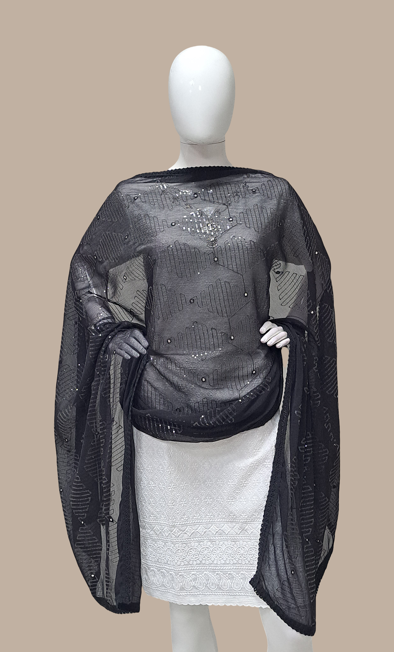 Black Embroidered Dupatta