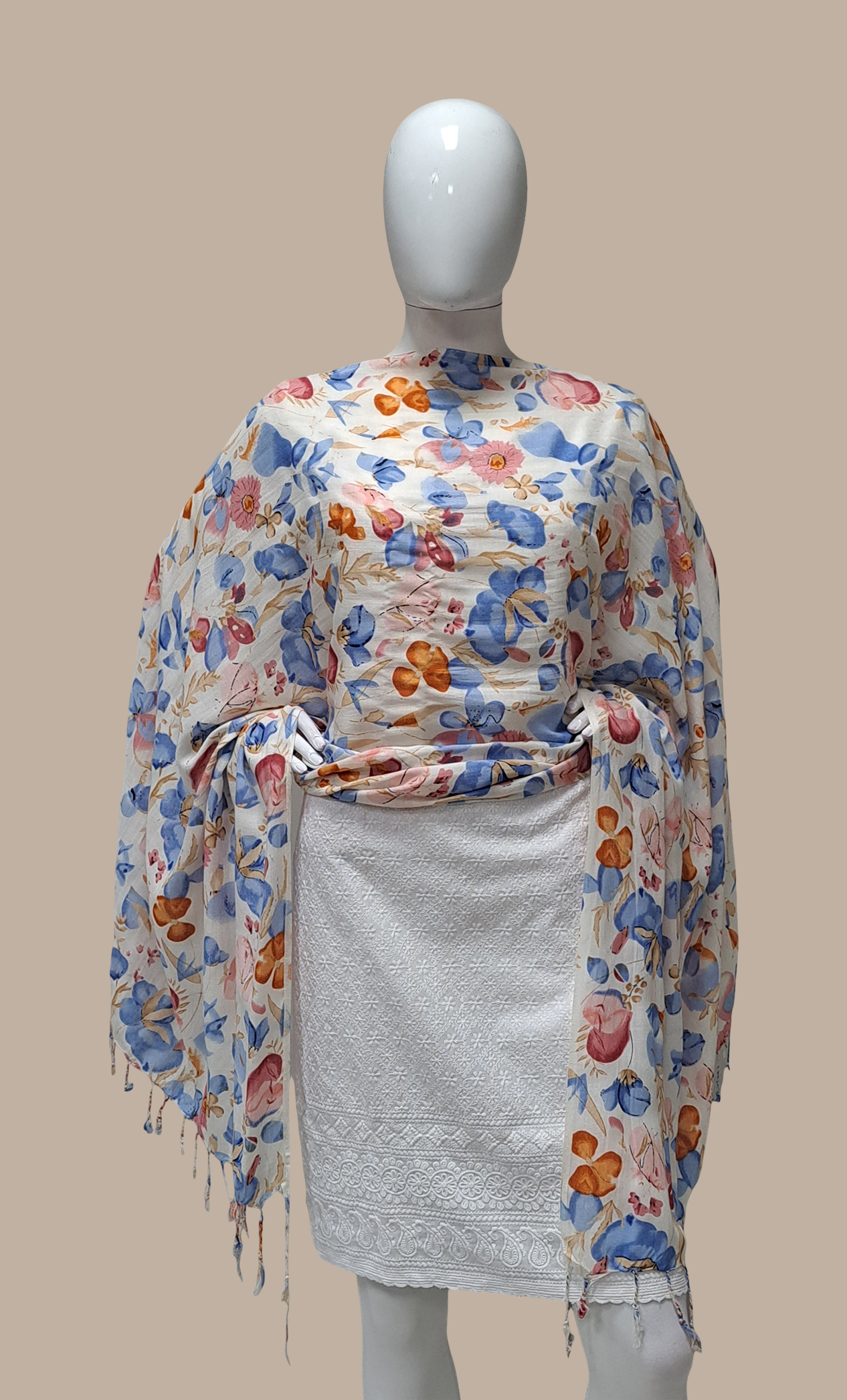 Light Blue Floral Printed Dupatta