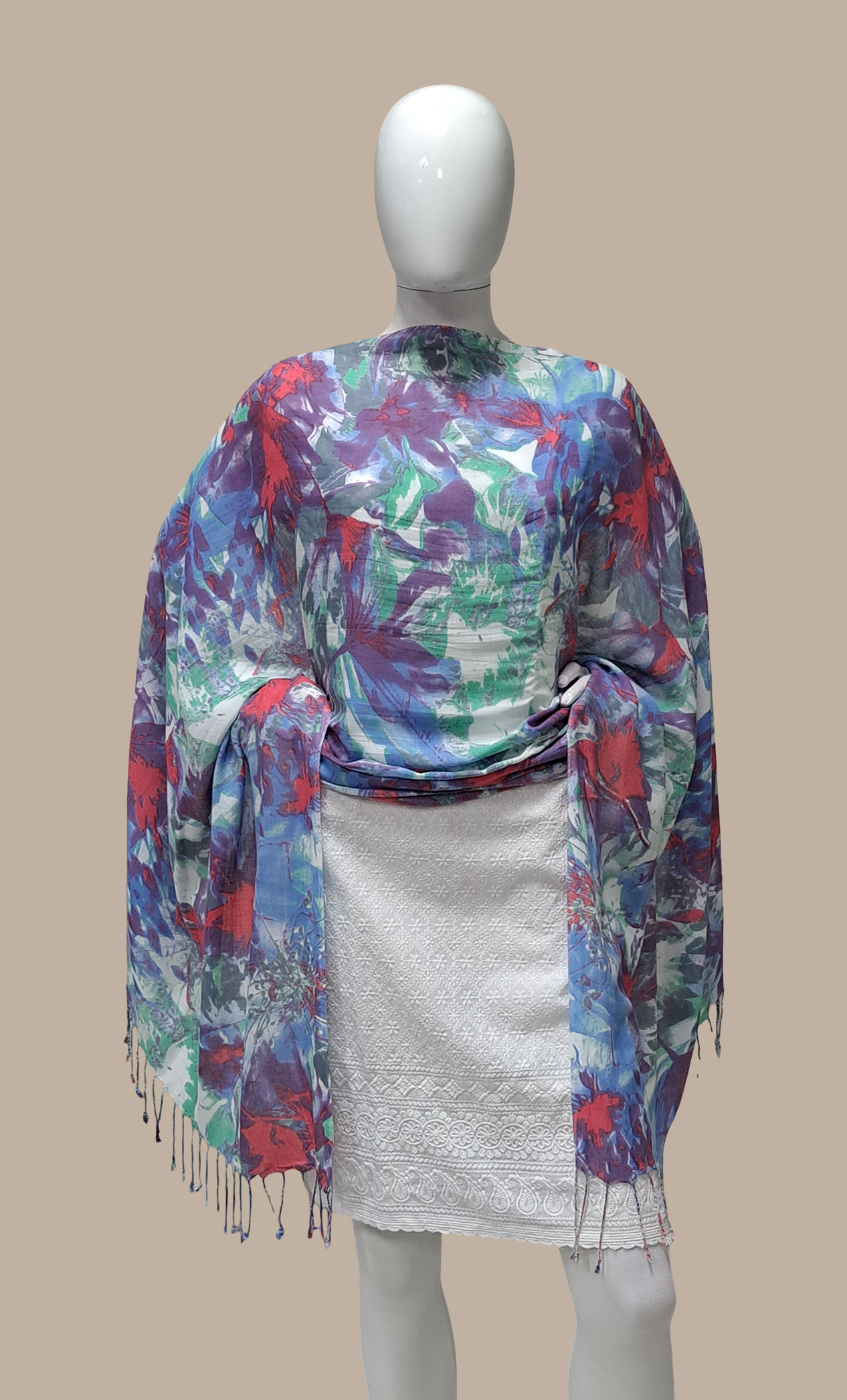 Sea Blue Printed Dupatta