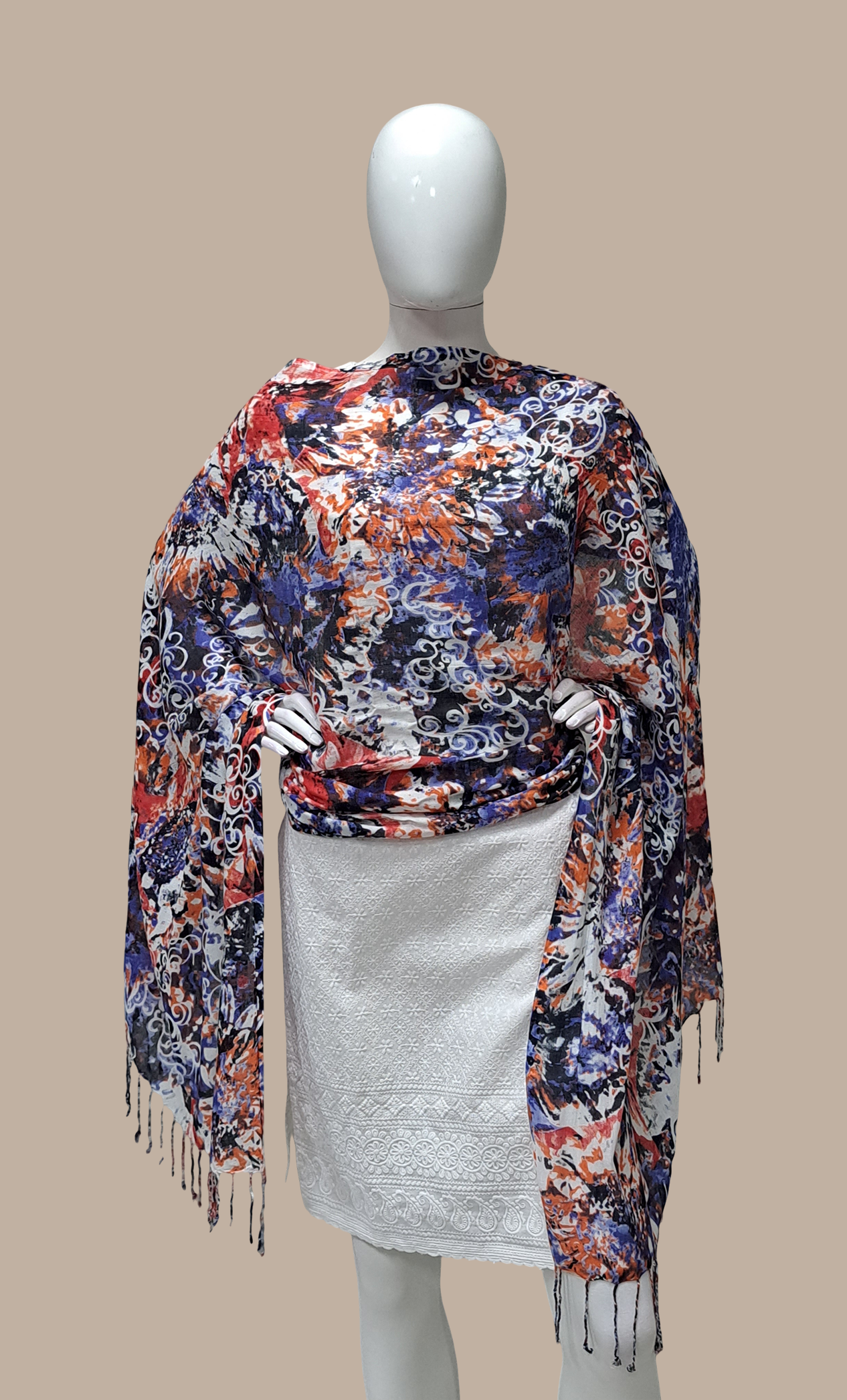 Blue Printed Dupatta