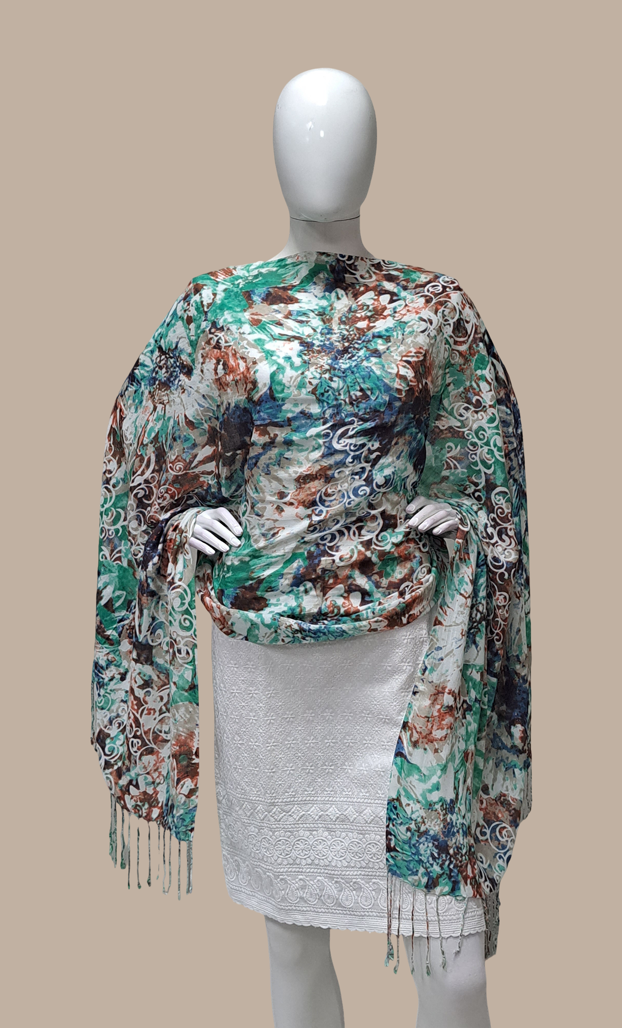 Green Printed Dupatta