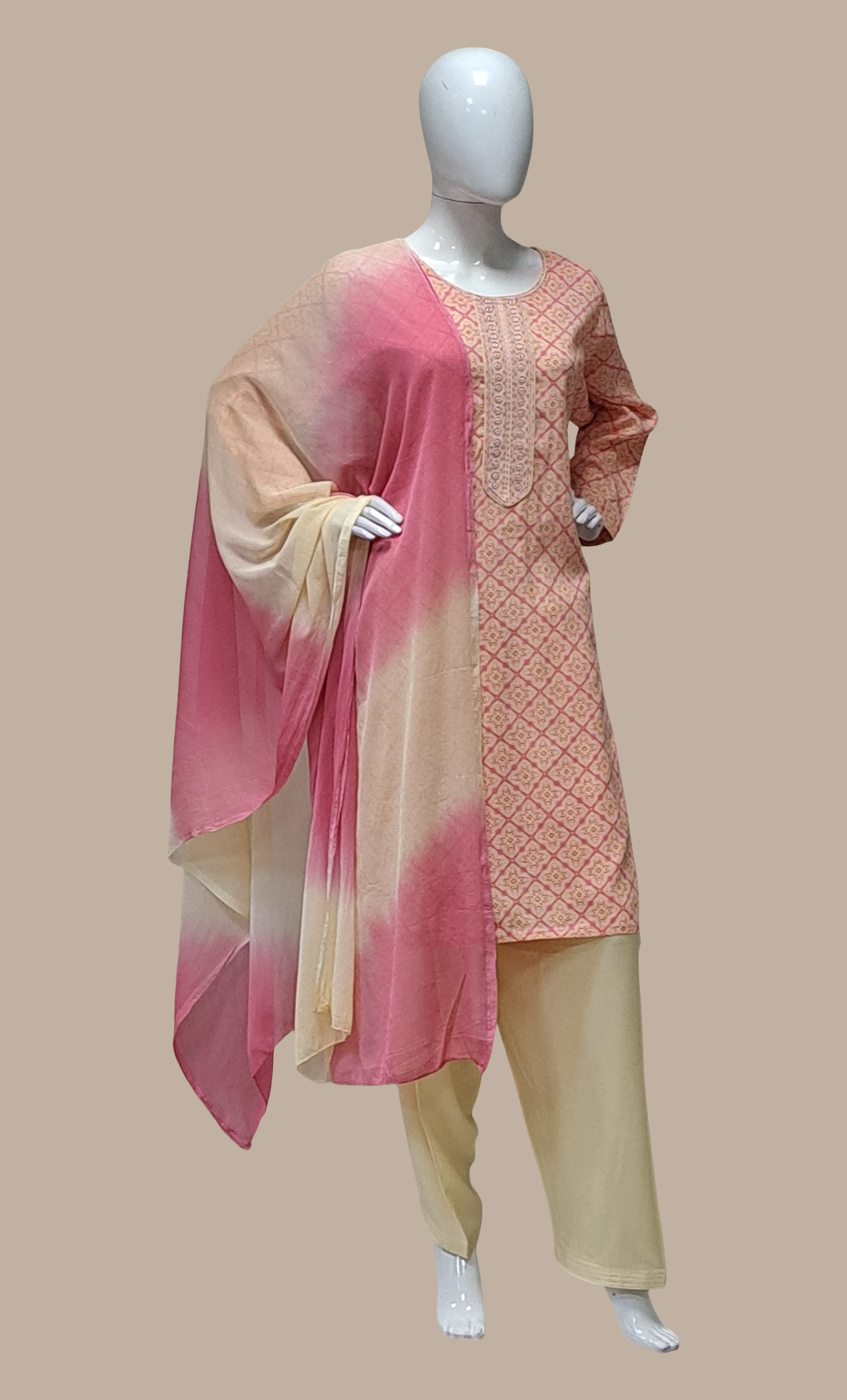 Salmon Pink Printed Salwar