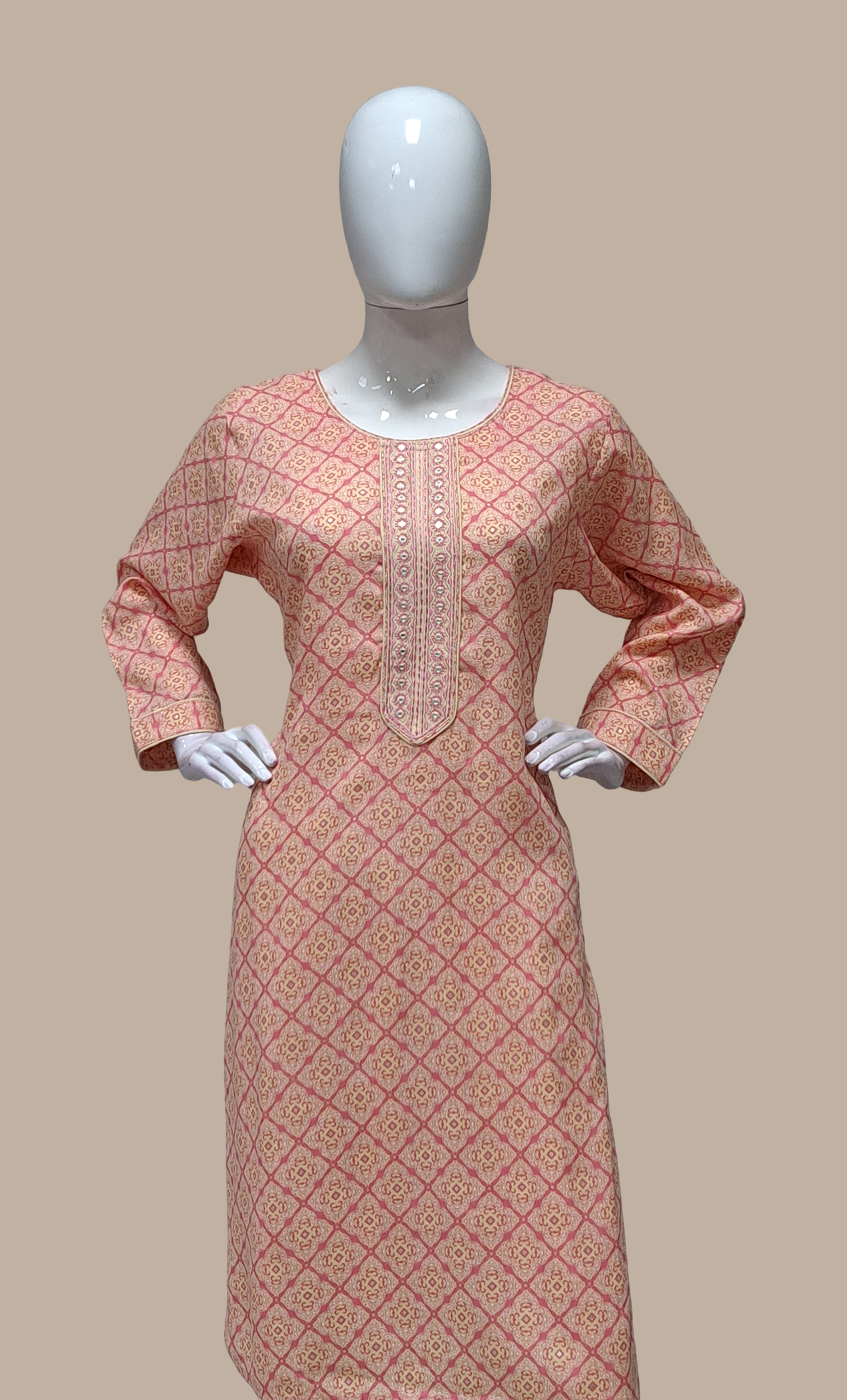 Salmon Pink Printed Salwar