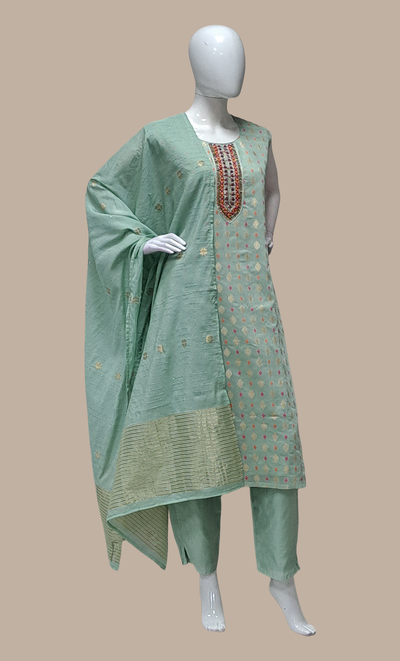 Sea Green Embroidered Punjabi