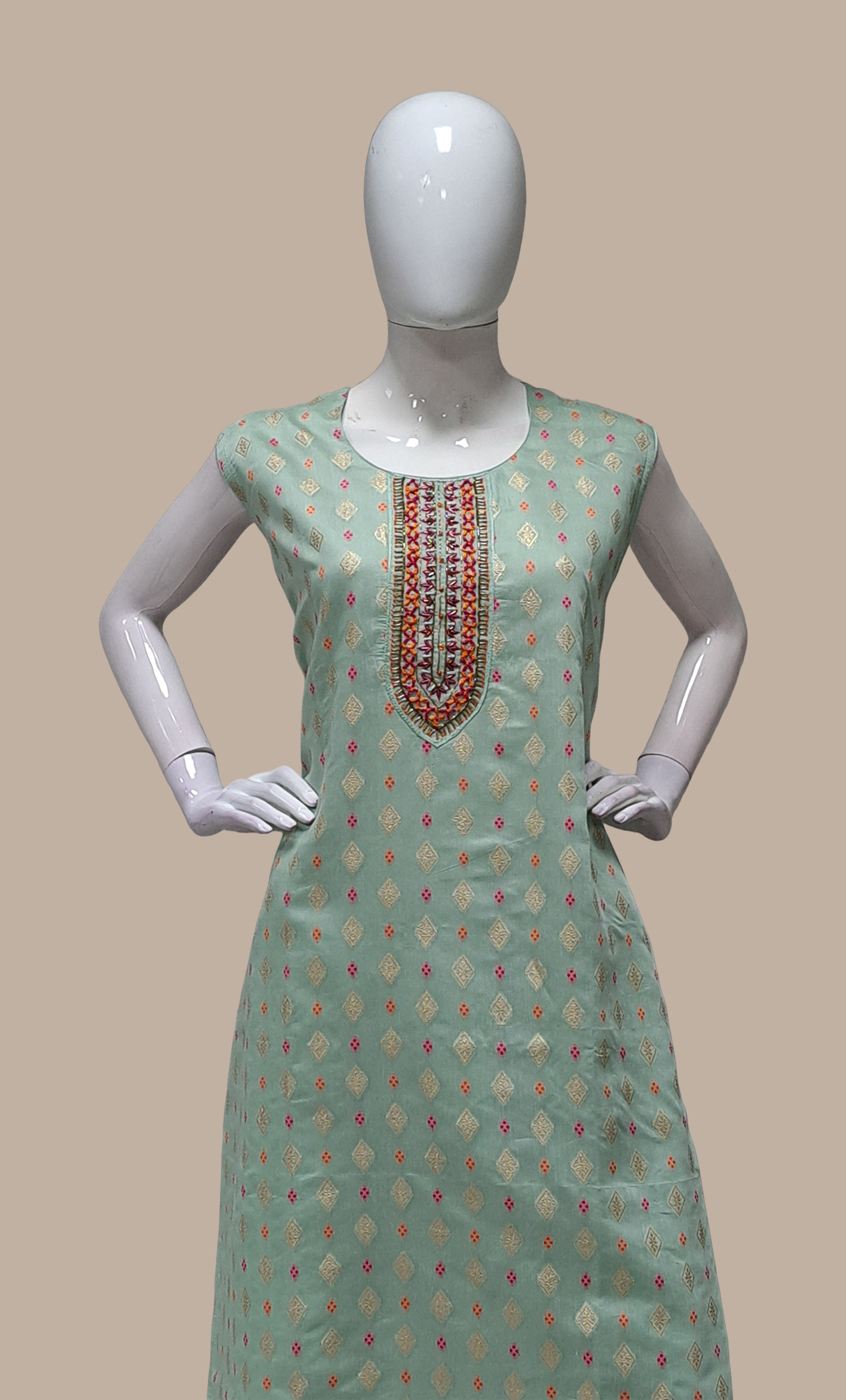 Sea Green Embroidered Punjabi