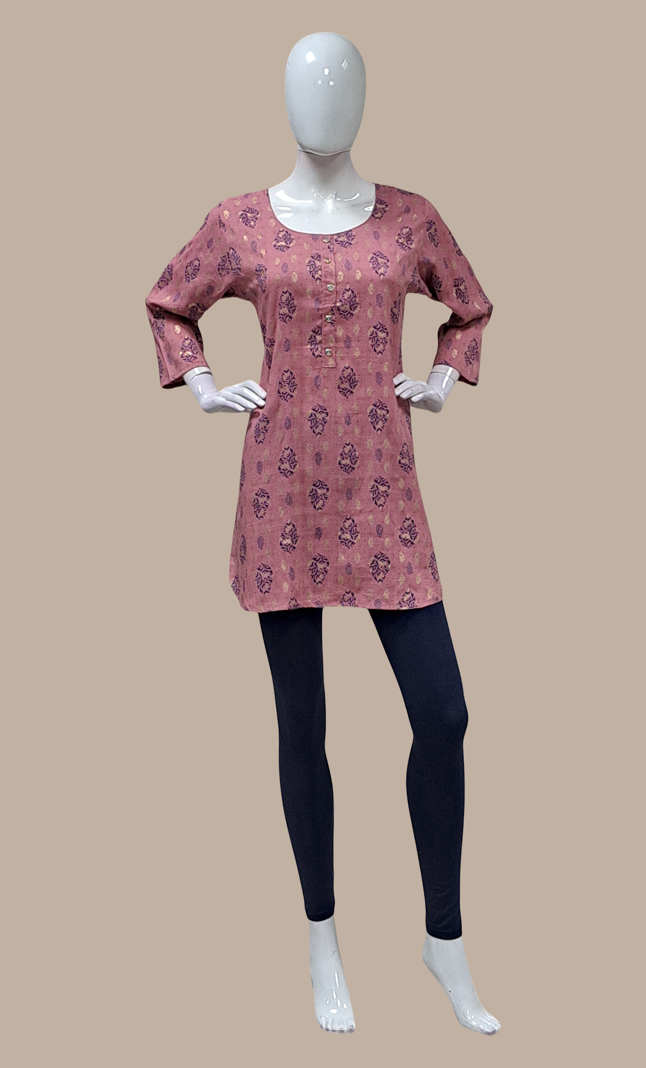 Deep Mink Printed Kurti Top