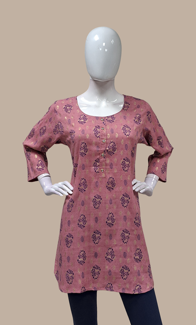 Deep Mink Printed Kurti Top