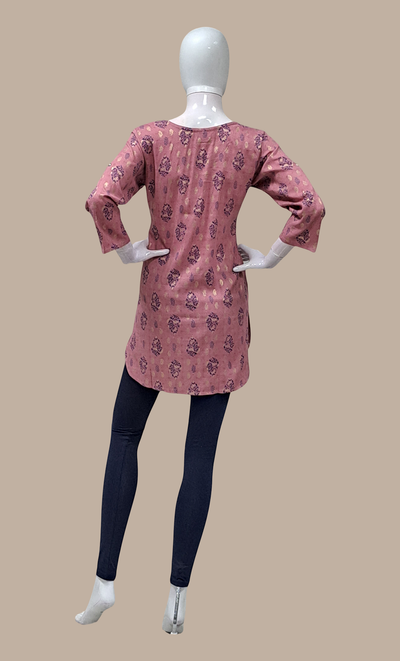 Deep Mink Printed Kurti Top