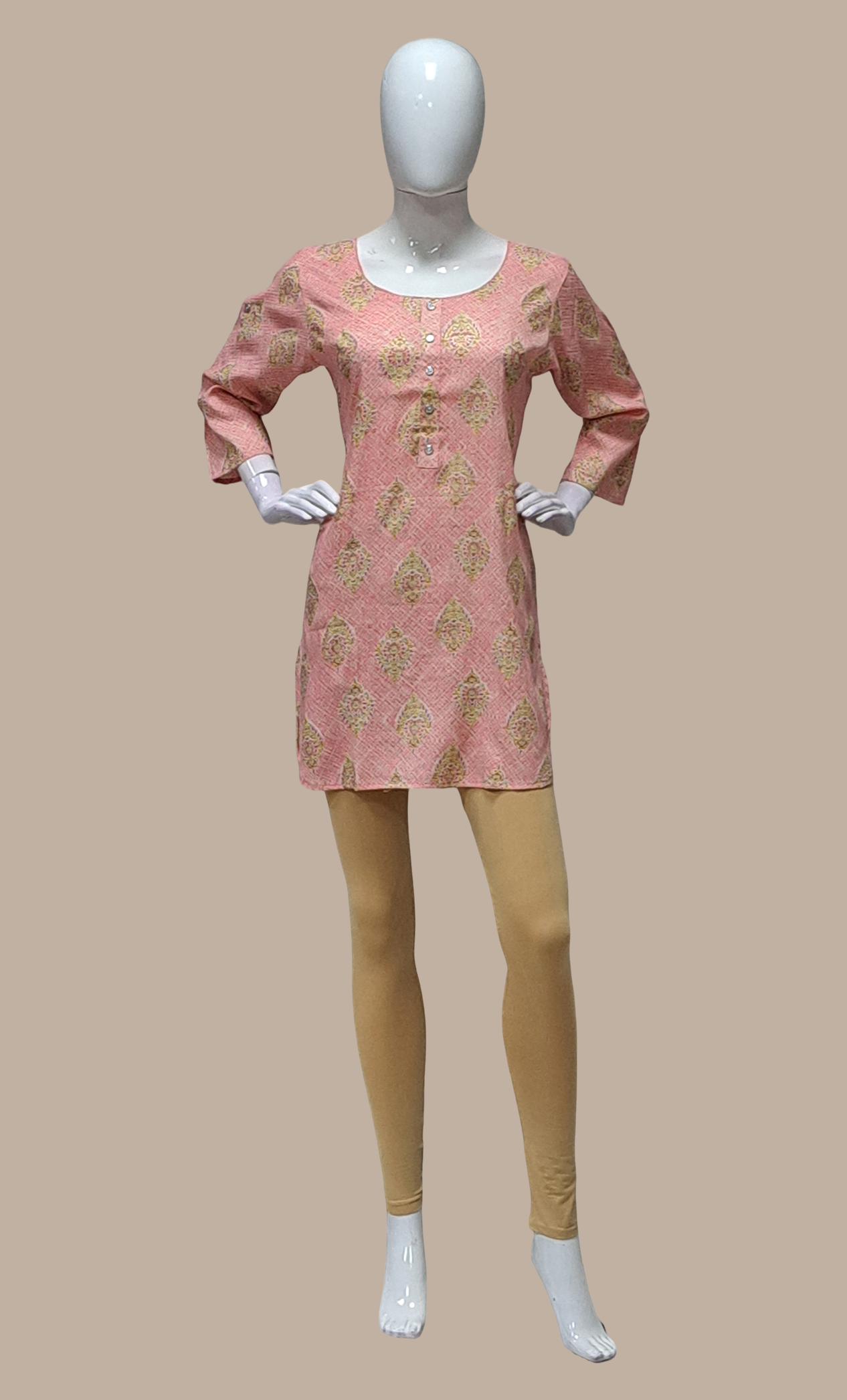 Soft Pink Printed Kurti Top