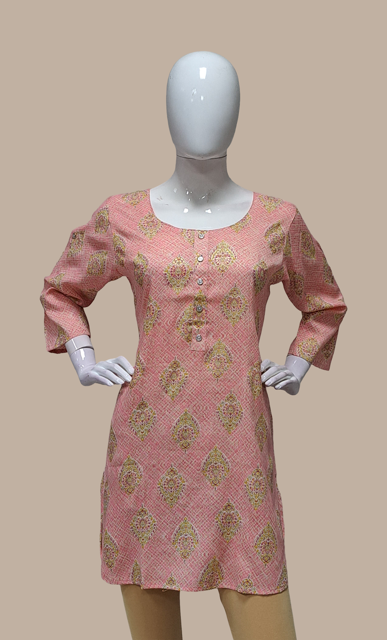 Soft Pink Printed Kurti Top