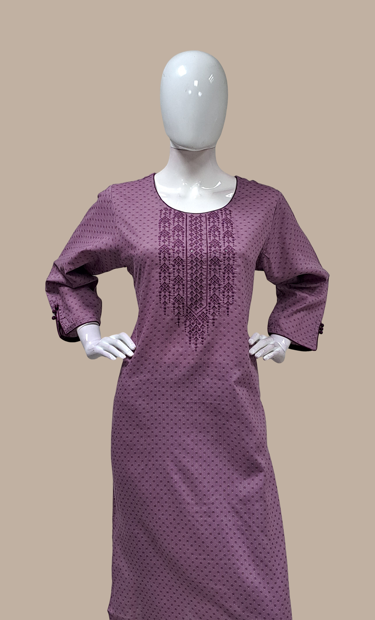 Deep Mauve Embroidered Kurti Top