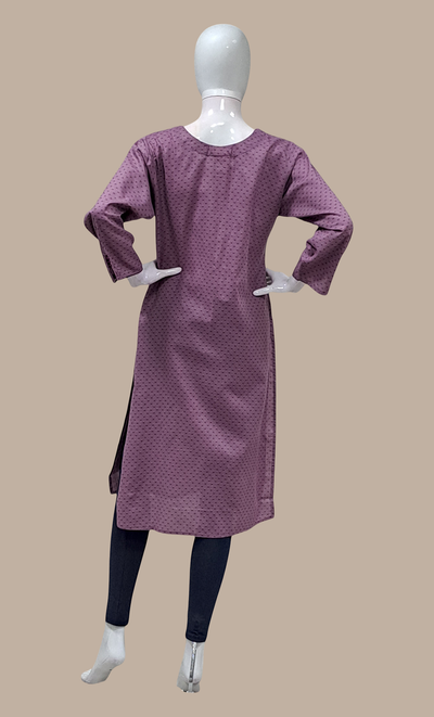 Deep Mauve Embroidered Kurti Top