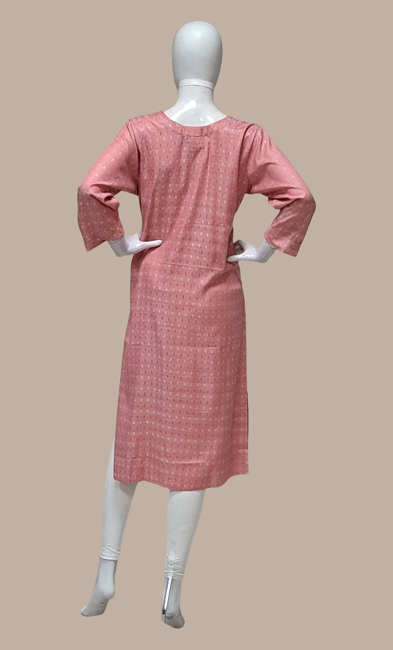 Salmon Pink Embroidered Kurti Top