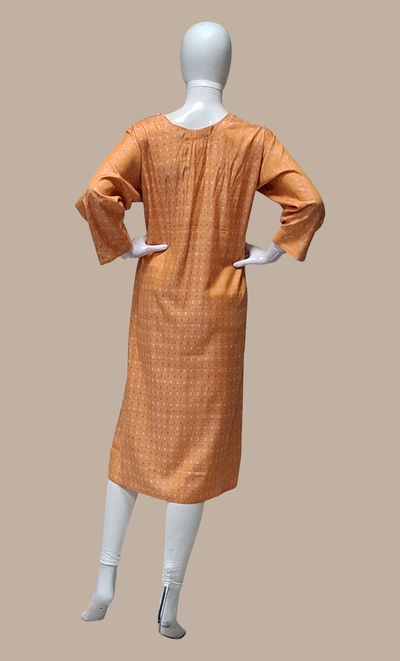 Deep Peach Embroidered Kurti Top