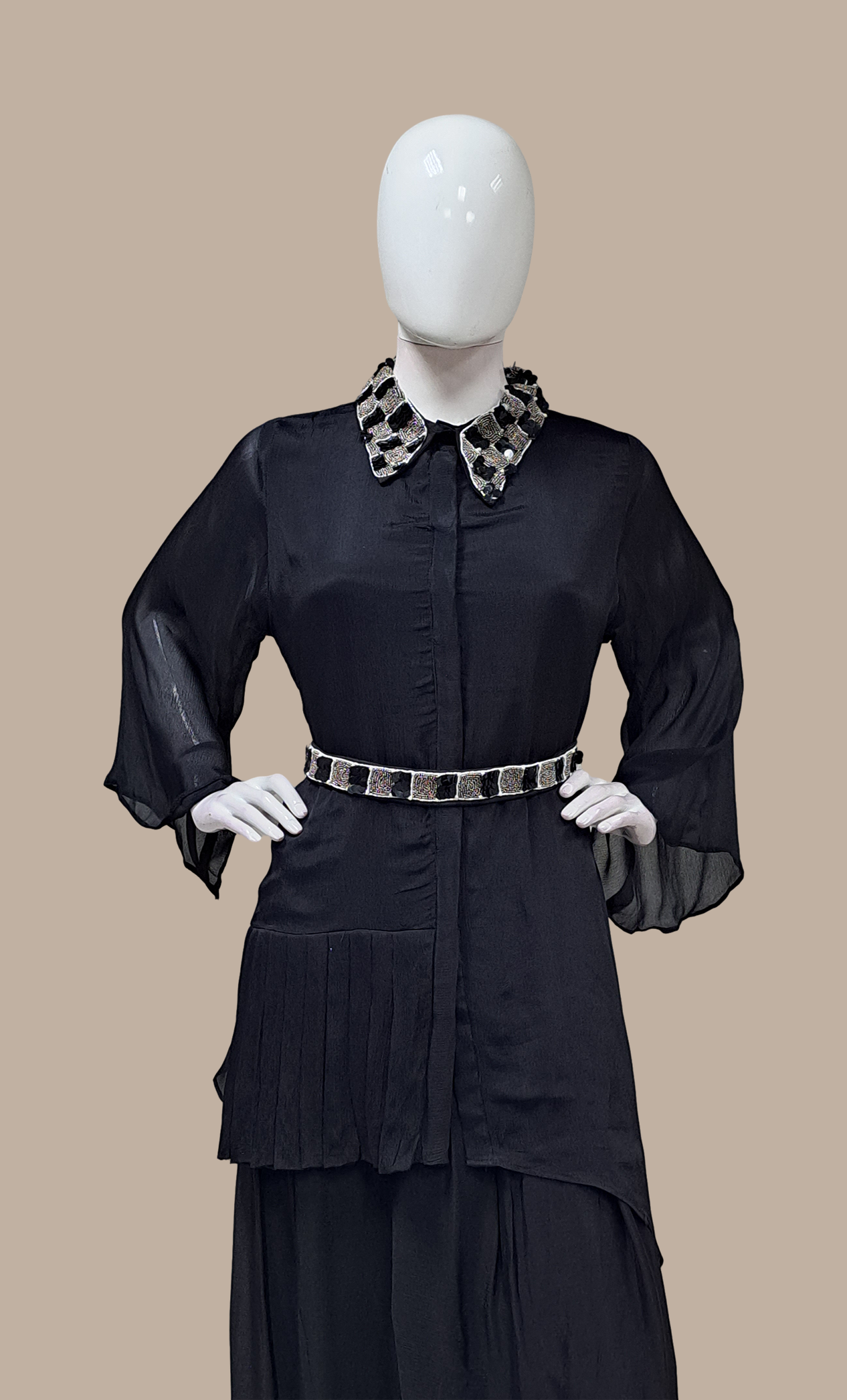 Black Embroidered Fusion Kurti & Pants