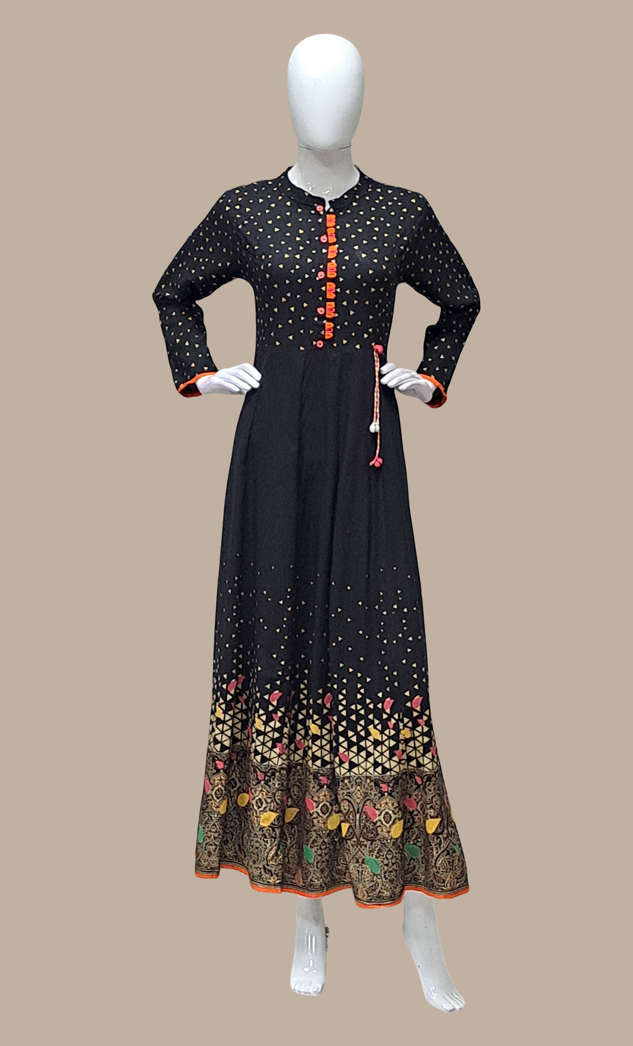 Black Printed Fusion Kurti Dress