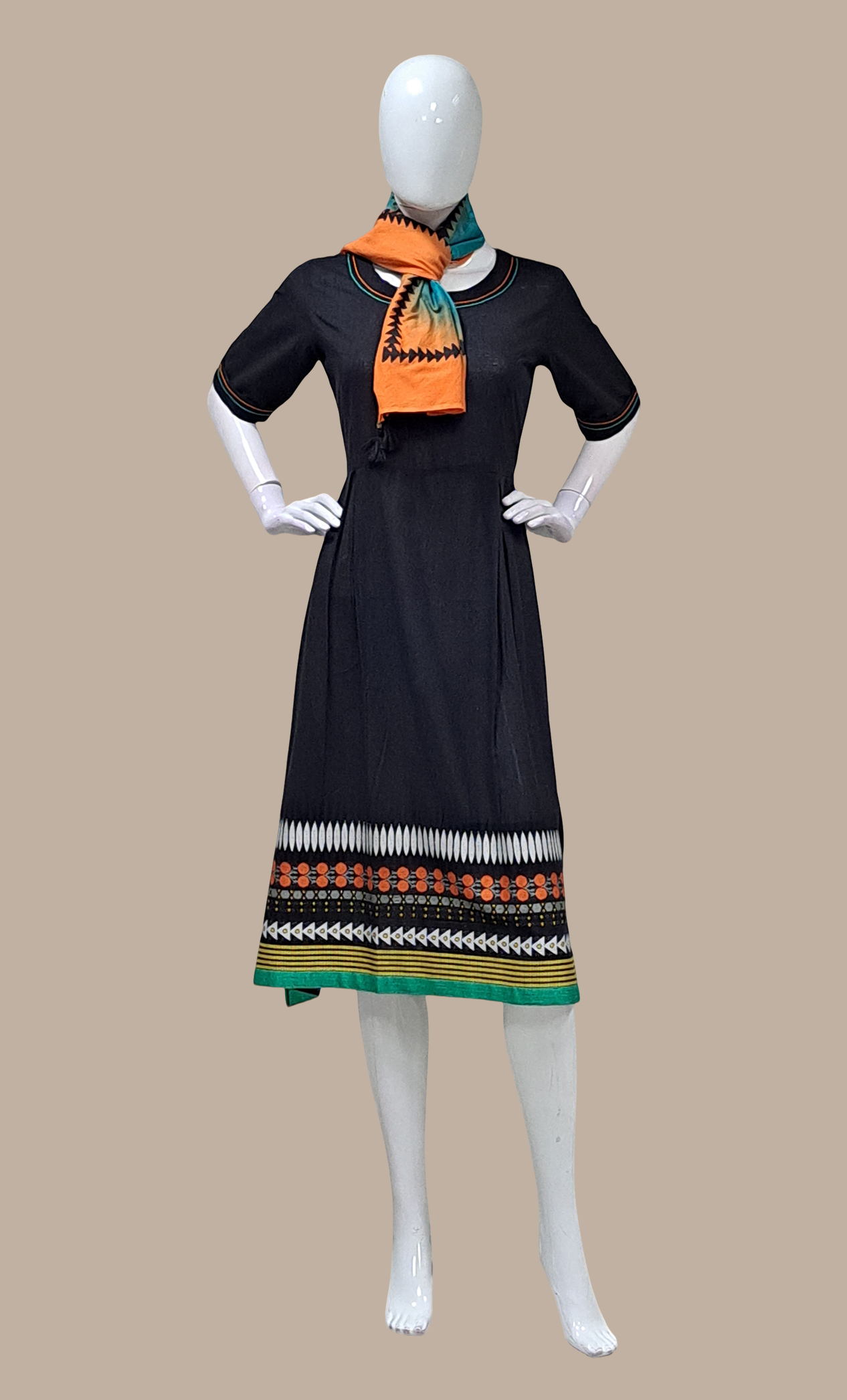 Black Fusion Kurti Dress & Dupatta