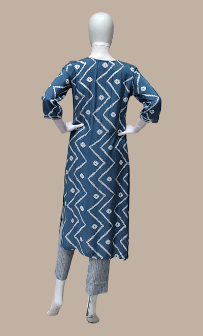 Stone Blue Printed Punjabi