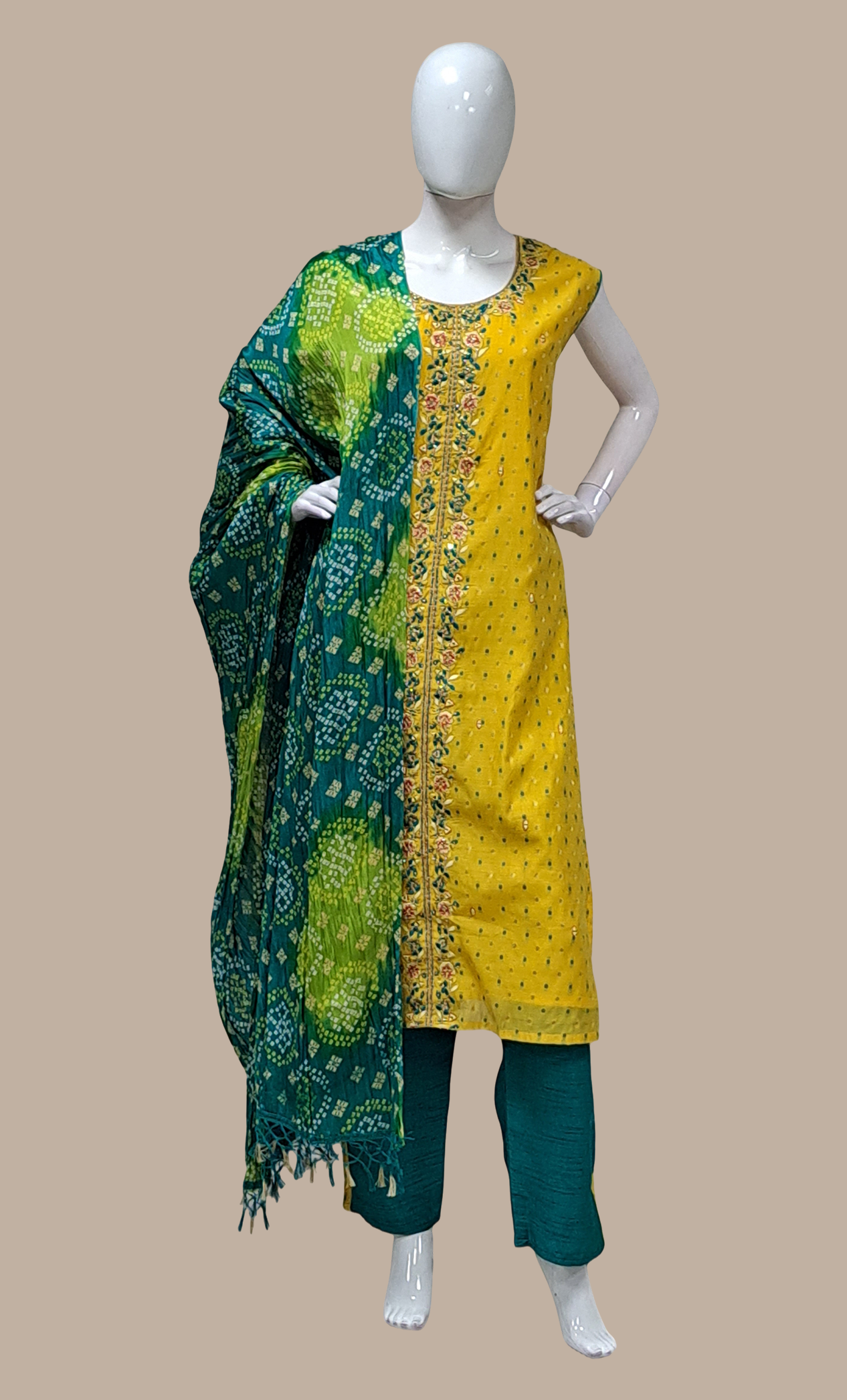 Deep Canary Yellow Embroidered Punjabi