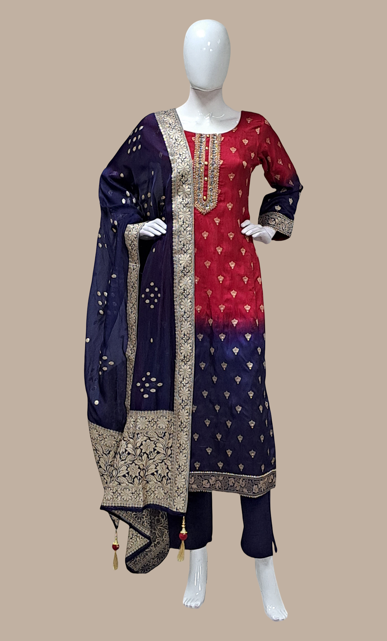 Deep Maroon Embroidered Punjabi