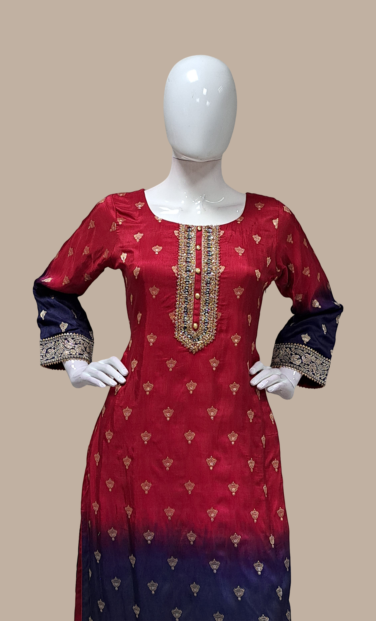 Deep Maroon Embroidered Punjabi