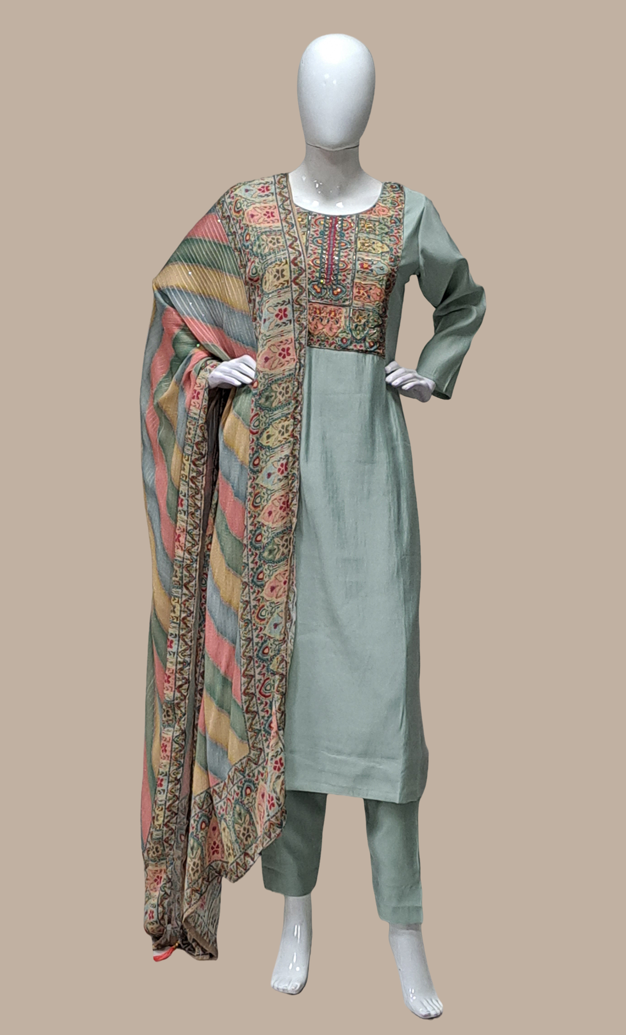 Deep Sea Green Embroidered Punjabi