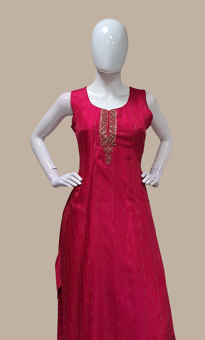 Cerise Embroidered Punjabi