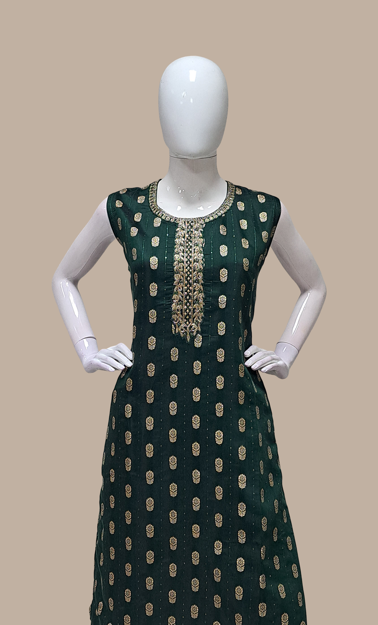 Bottle Green Embroidered Punjabi