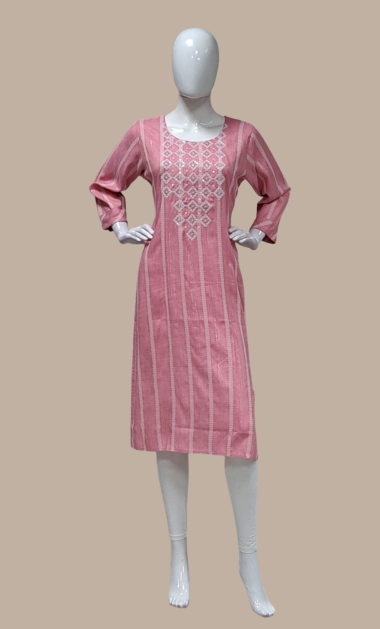 Deep Pink Embroidered Kurti Top