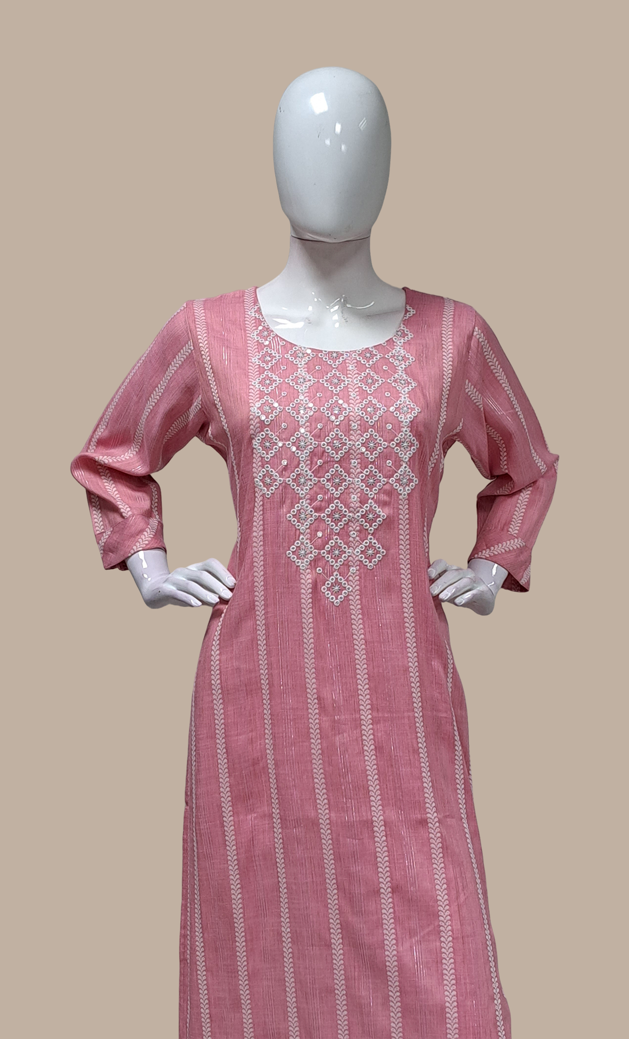 Deep Pink Embroidered Kurti Top