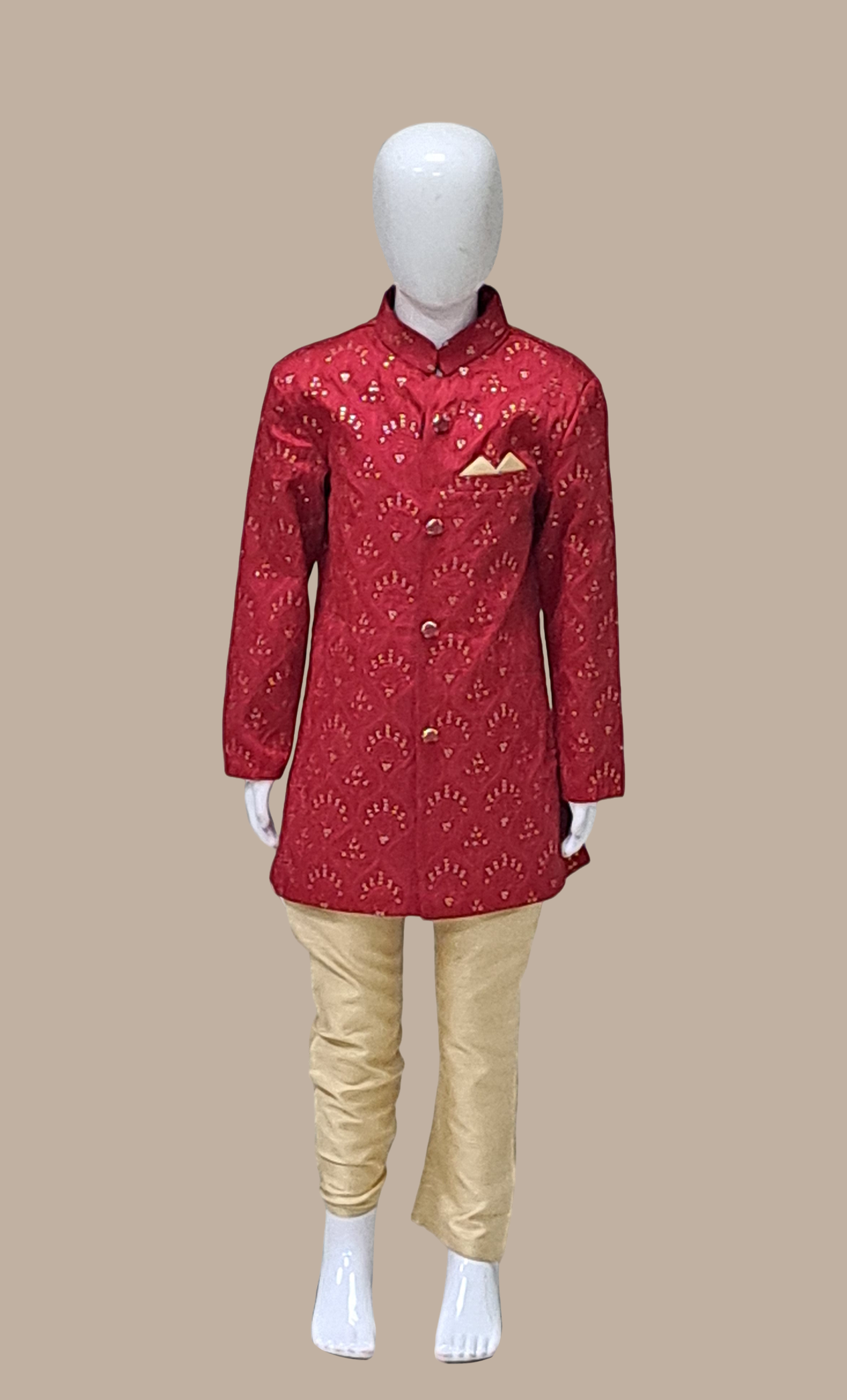 Deep Red Embroidered Kurta Set