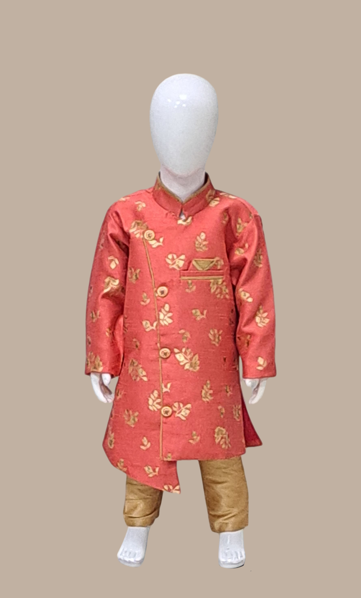 Dark Coral Embroidered Kurta Set