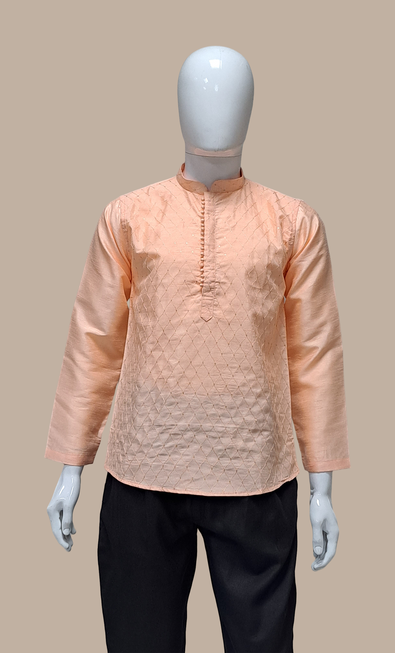 Peach Embroidered Kurta Top