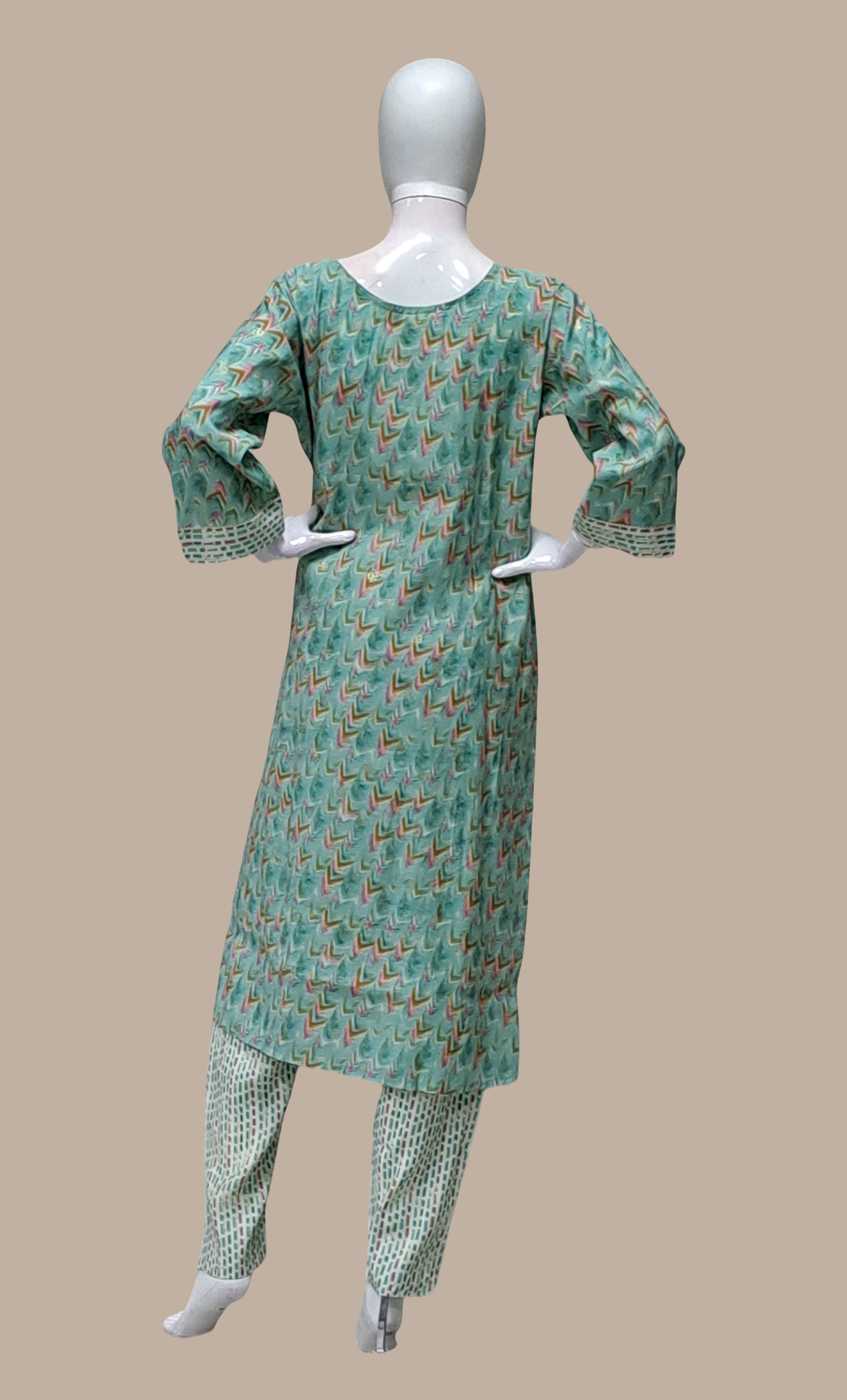 Aqua Green Printed Punjabi