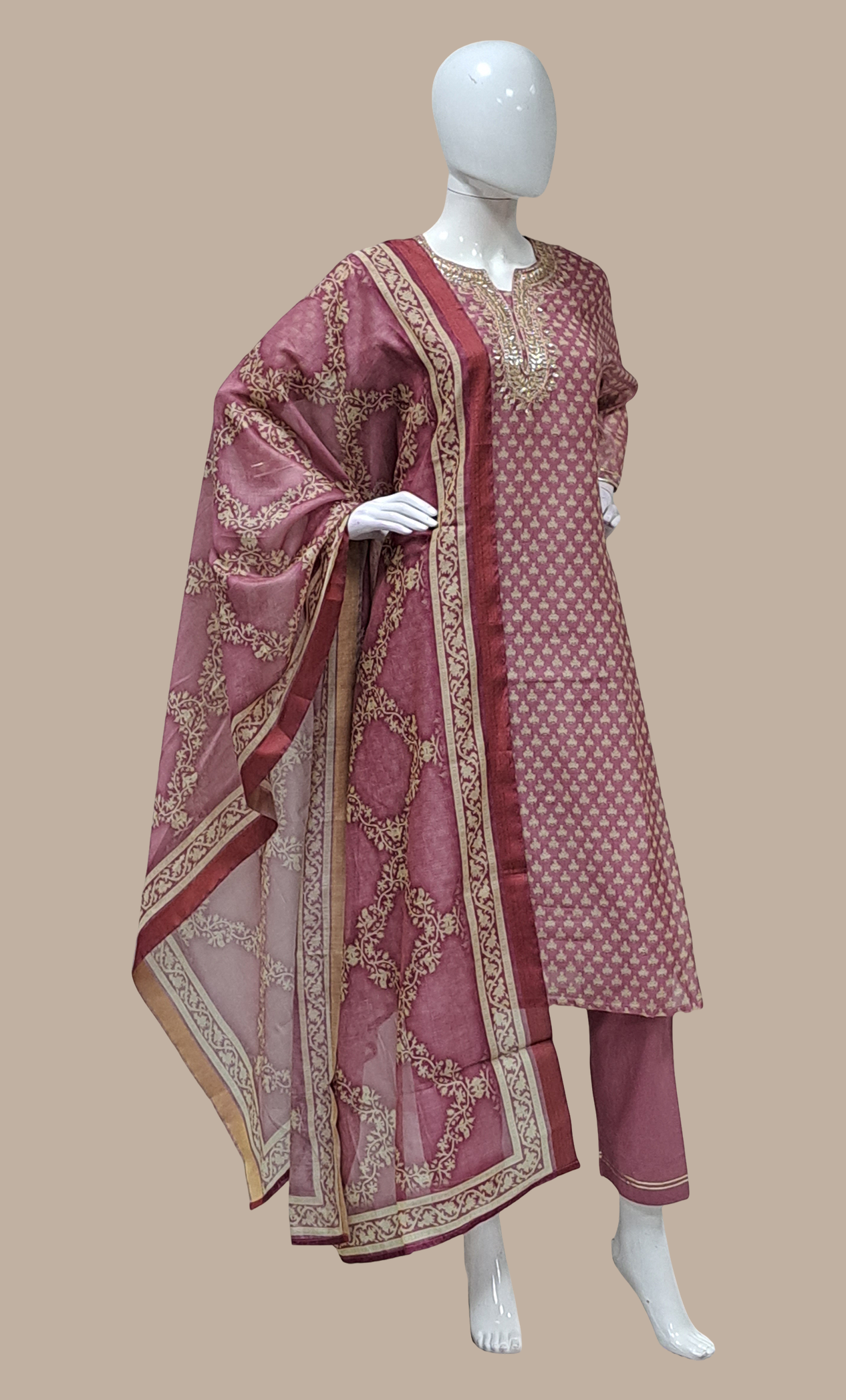 Dark Mink Embroidered Punjabi