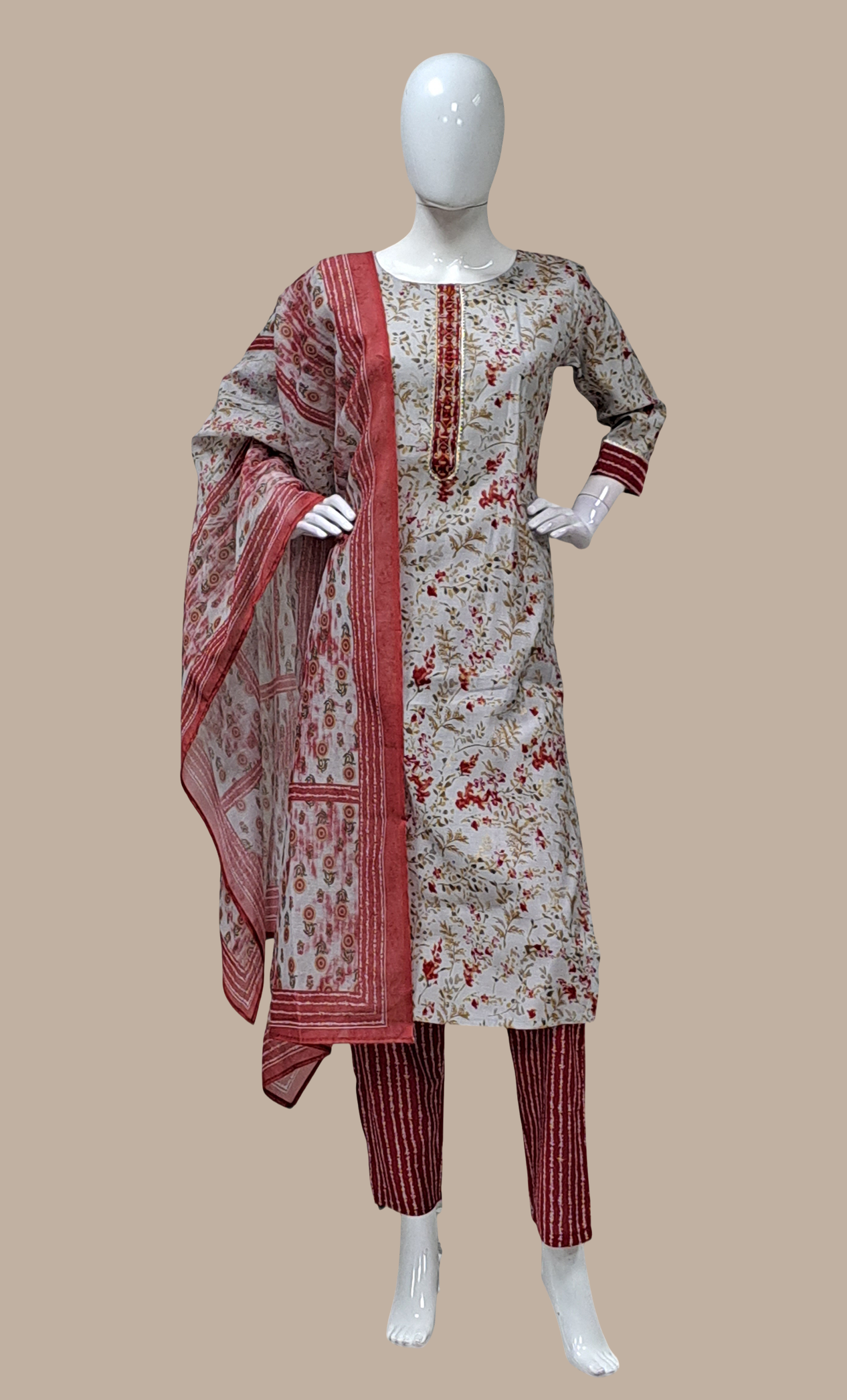 Maroon Printed Punjabi