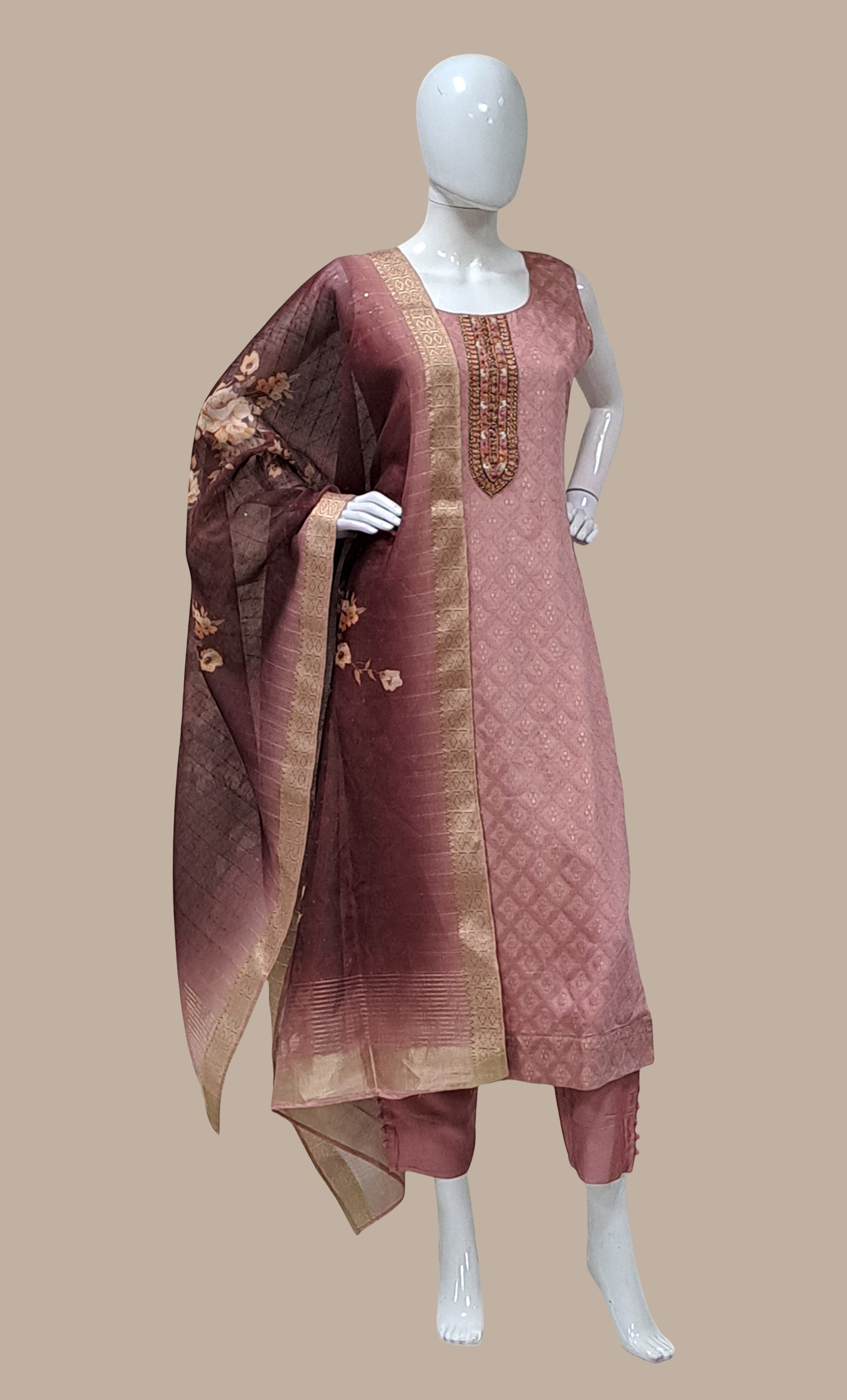 Deep Mink Embroidered Punjabi