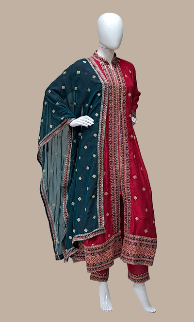 Dark Cerise Embroidered Punjabi